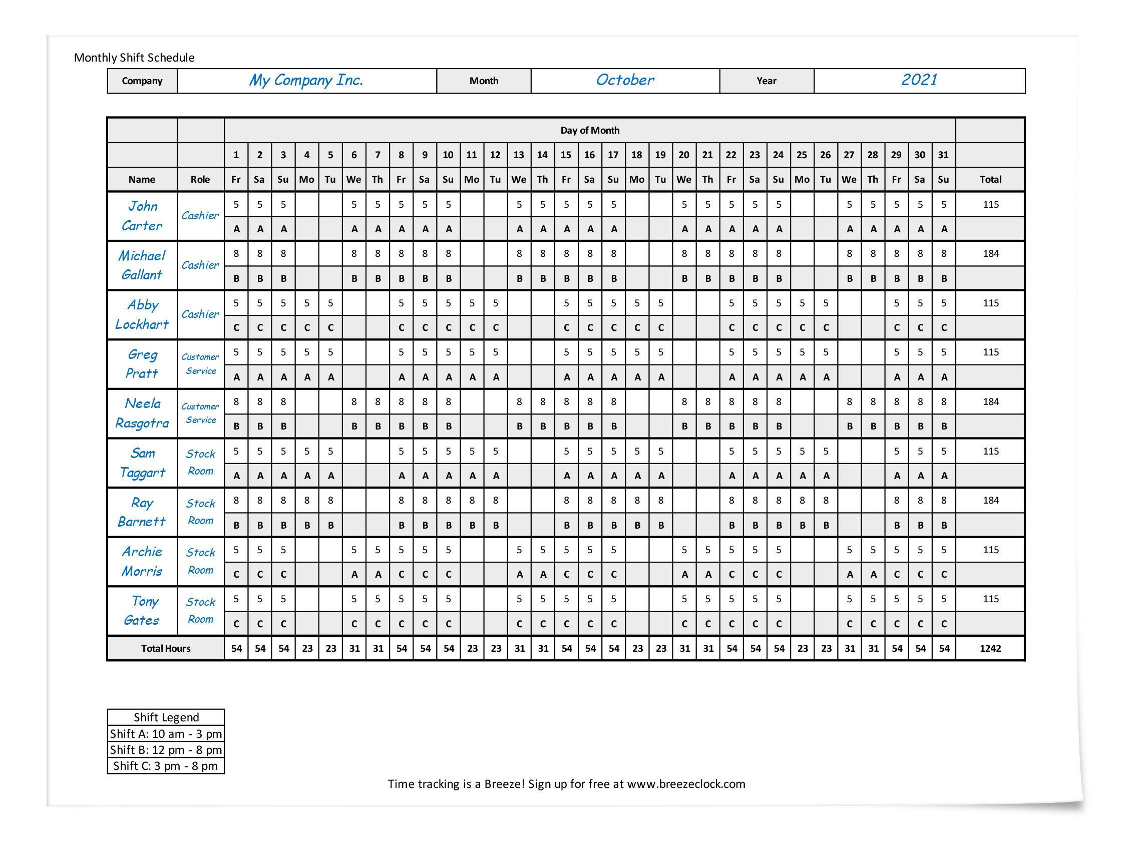 blank weekly employee schedule template