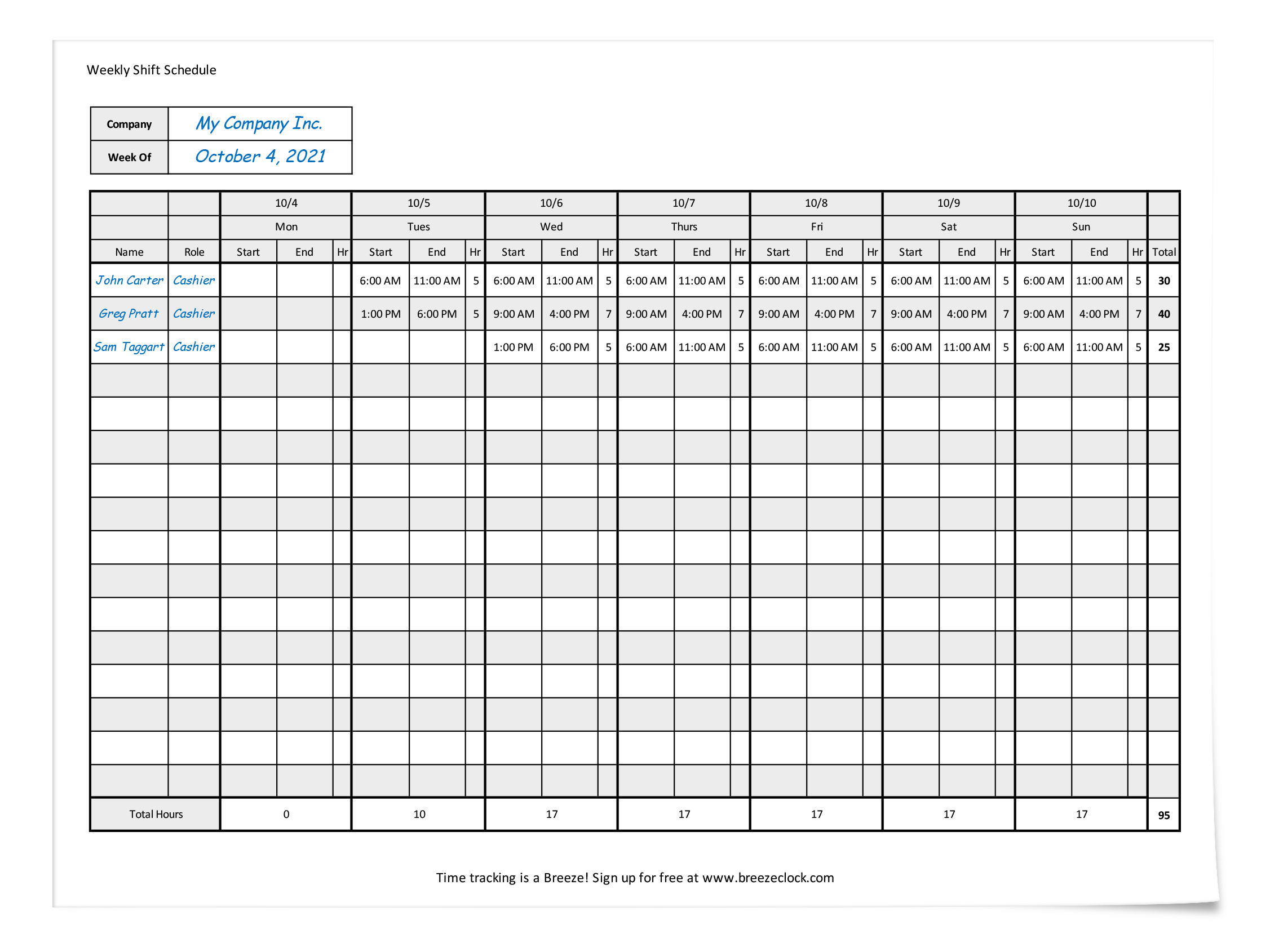 Free Work Shift Calendar - Mirna Tamqrah